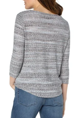 Tees-Liverpool Los Angeles 3/4 SLEEVE KNIT TOP Slatebluespacedye