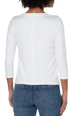 Tees-Liverpool Los Angeles 3/4 SLEEVE SCOOP NECK KNIT TEE White