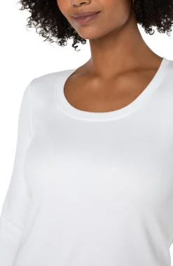 Tees-Liverpool Los Angeles 3/4 SLEEVE SCOOP NECK KNIT TEE White