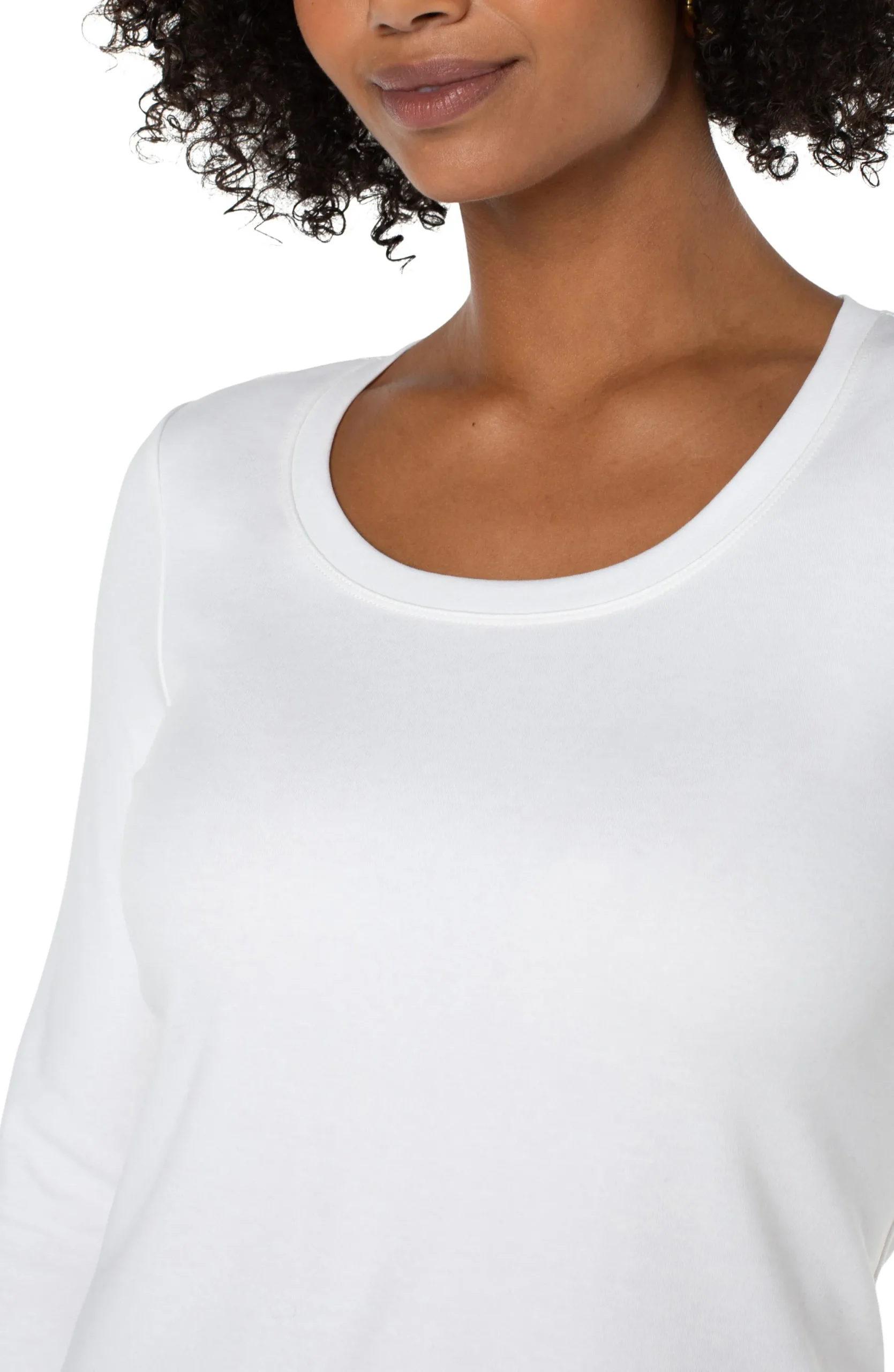 Tees-Liverpool Los Angeles 3/4 SLEEVE SCOOP NECK KNIT TEE White