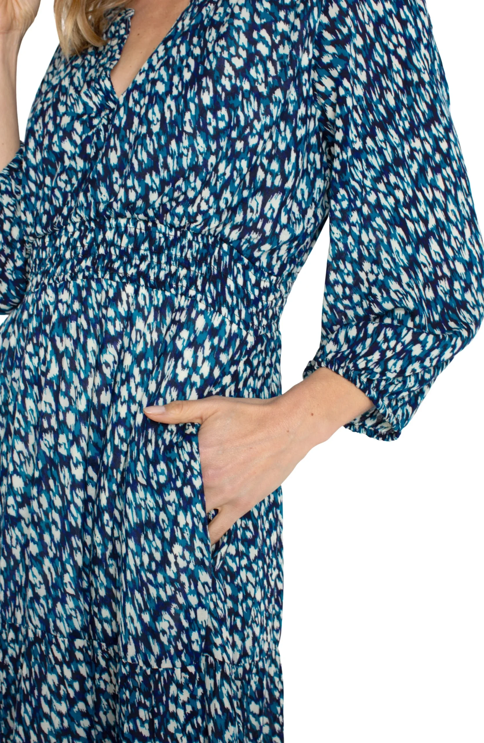 Dresses-Liverpool Los Angeles 3/4 SLEEVE TIERED MAXI DRESS Bluetopazanimal