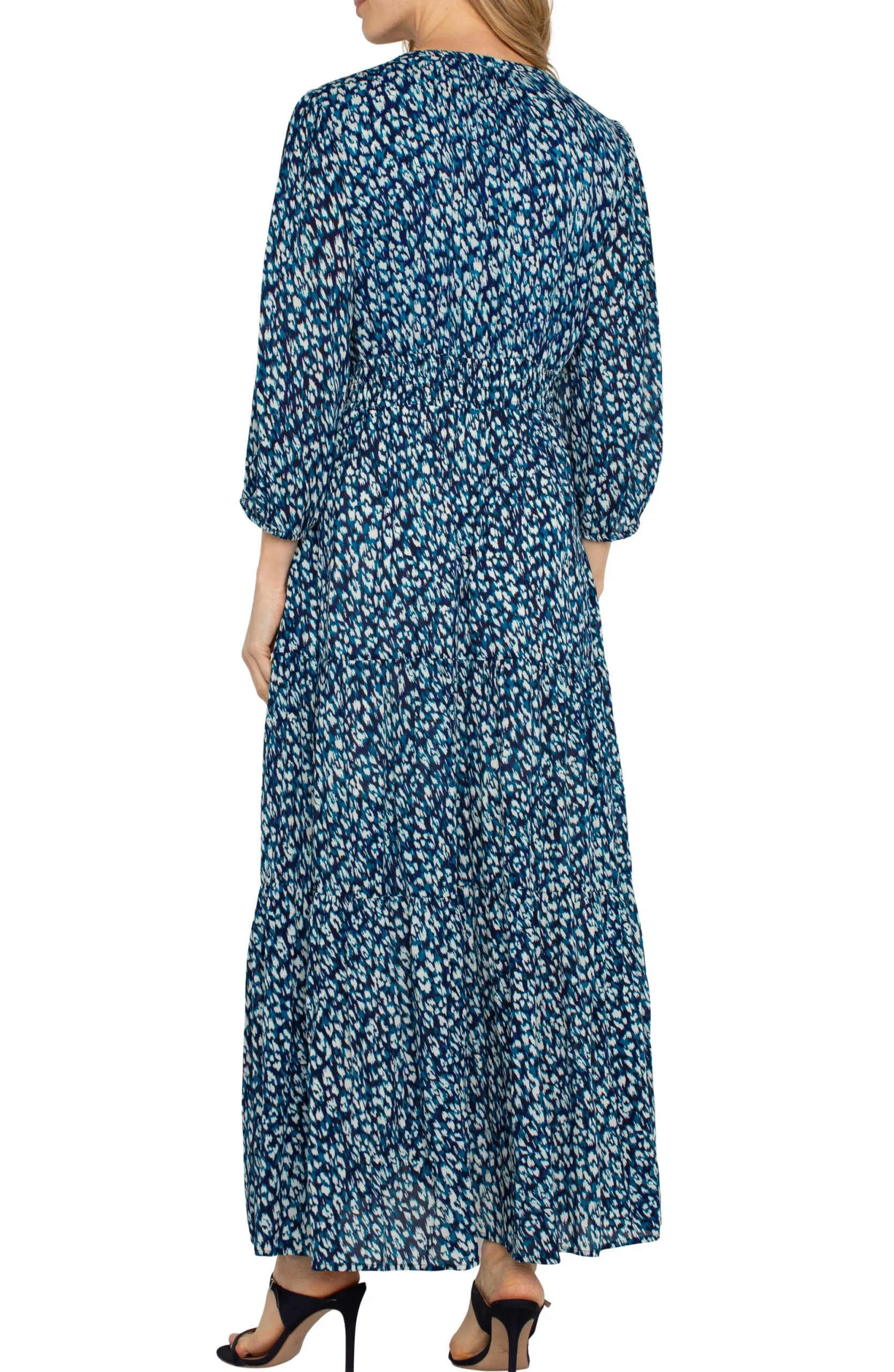 Dresses-Liverpool Los Angeles 3/4 SLEEVE TIERED MAXI DRESS Bluetopazanimal