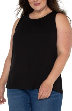 Tops-Liverpool Los Angeles A-LINE SLEEVELESS KNIT TOP Black