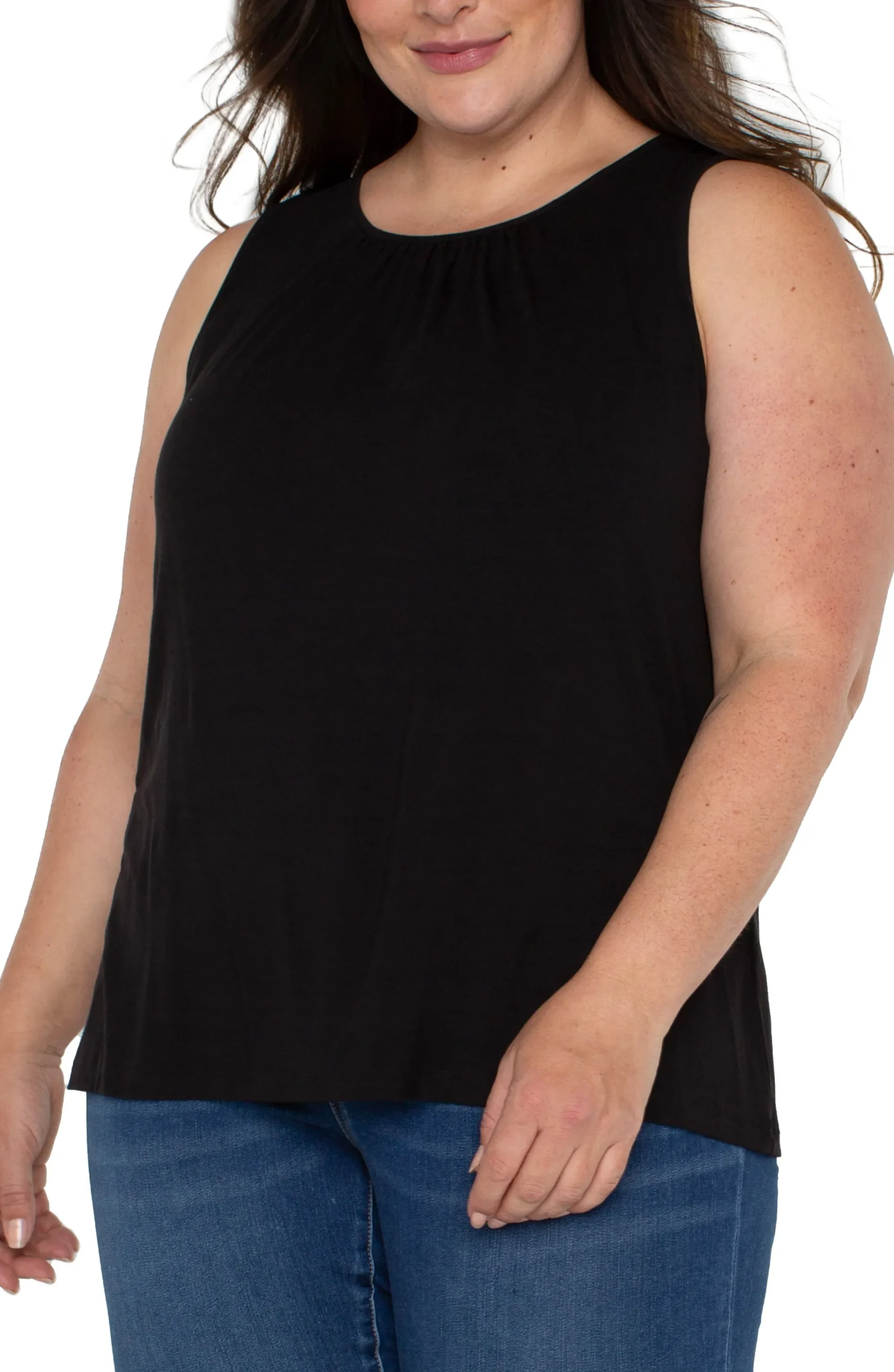 Tops-Liverpool Los Angeles A-LINE SLEEVELESS KNIT TOP Black