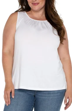 Tops-Liverpool Los Angeles A-LINE SLEEVELESS KNIT TOP White