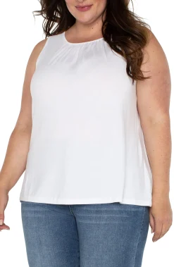 Tops-Liverpool Los Angeles A-LINE SLEEVELESS KNIT TOP White