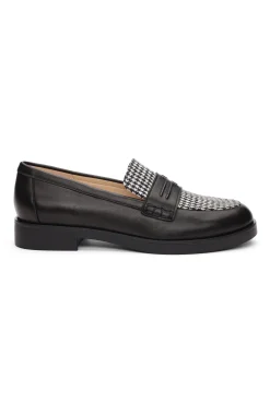 Loafers-Liverpool Los Angeles BALDWIN LEATHER SLIP ON LOAFER Blackwhitehoundstooth
