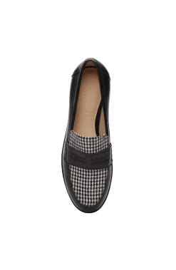 Loafers-Liverpool Los Angeles BALDWIN LEATHER SLIP ON LOAFER Blackwhitehoundstooth