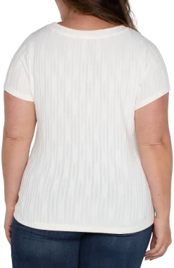 Tops-Liverpool Los Angeles BOAT NECK BABY TEE Frenchcream