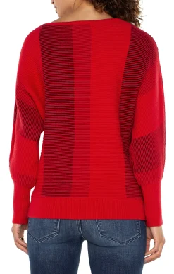 Sweaters-Liverpool Los Angeles BOAT NECK DOLMAN SWEATER Tangoredmulti