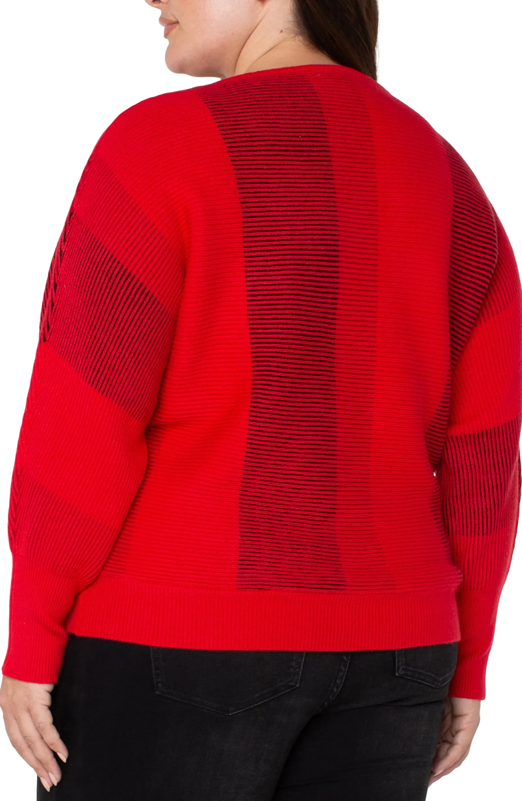 Tops-Liverpool Los Angeles BOAT NECK DOLMAN SWEATER Tangoredmulti