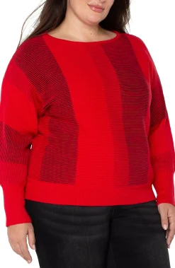 Tops-Liverpool Los Angeles BOAT NECK DOLMAN SWEATER Tangoredmulti