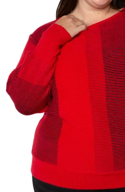 Tops-Liverpool Los Angeles BOAT NECK DOLMAN SWEATER Tangoredmulti
