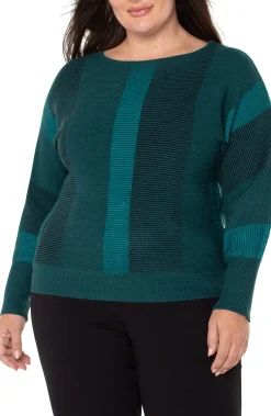 Tops-Liverpool Los Angeles BOAT NECK DOLMAN SWEATER Malachitemulti