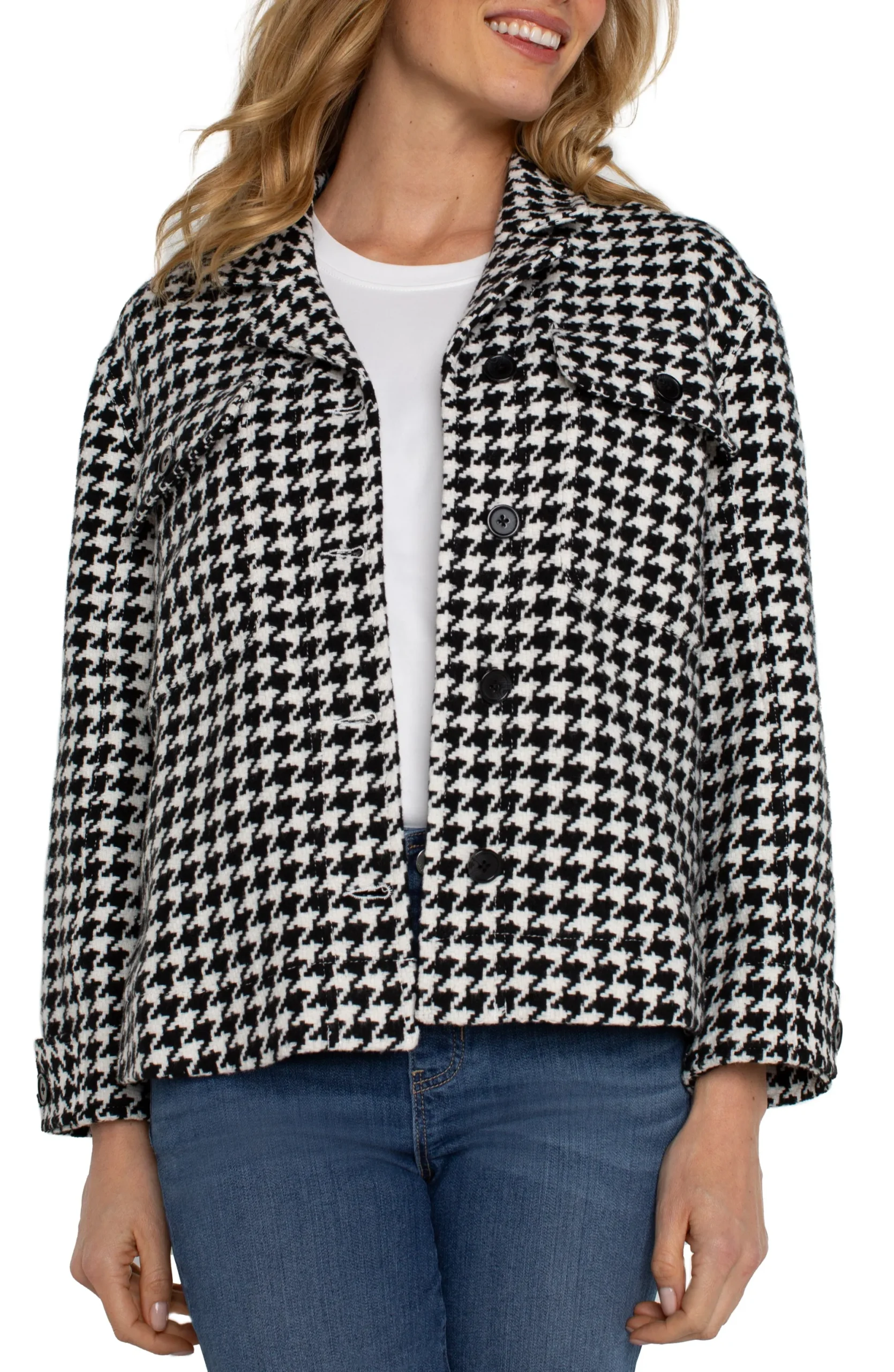 Jackets-Liverpool Los Angeles BOXY SHACKET Blackwhitehoundstooth