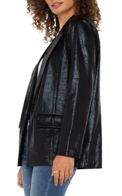 Jackets-Liverpool Los Angeles BOYFRIEND BLAZER Cracklecoatedknit