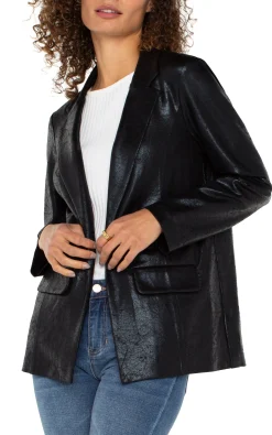 Jackets-Liverpool Los Angeles BOYFRIEND BLAZER Cracklecoatedknit