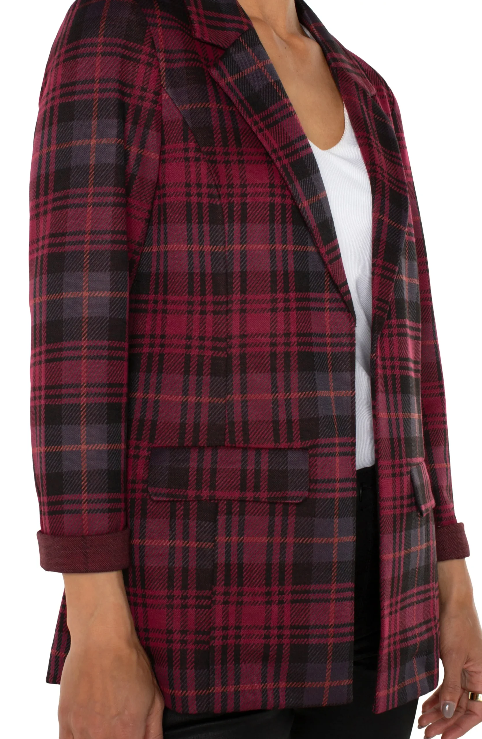 Jackets-Liverpool Los Angeles BOYFRIEND BLAZER Blackberrytartanplaid