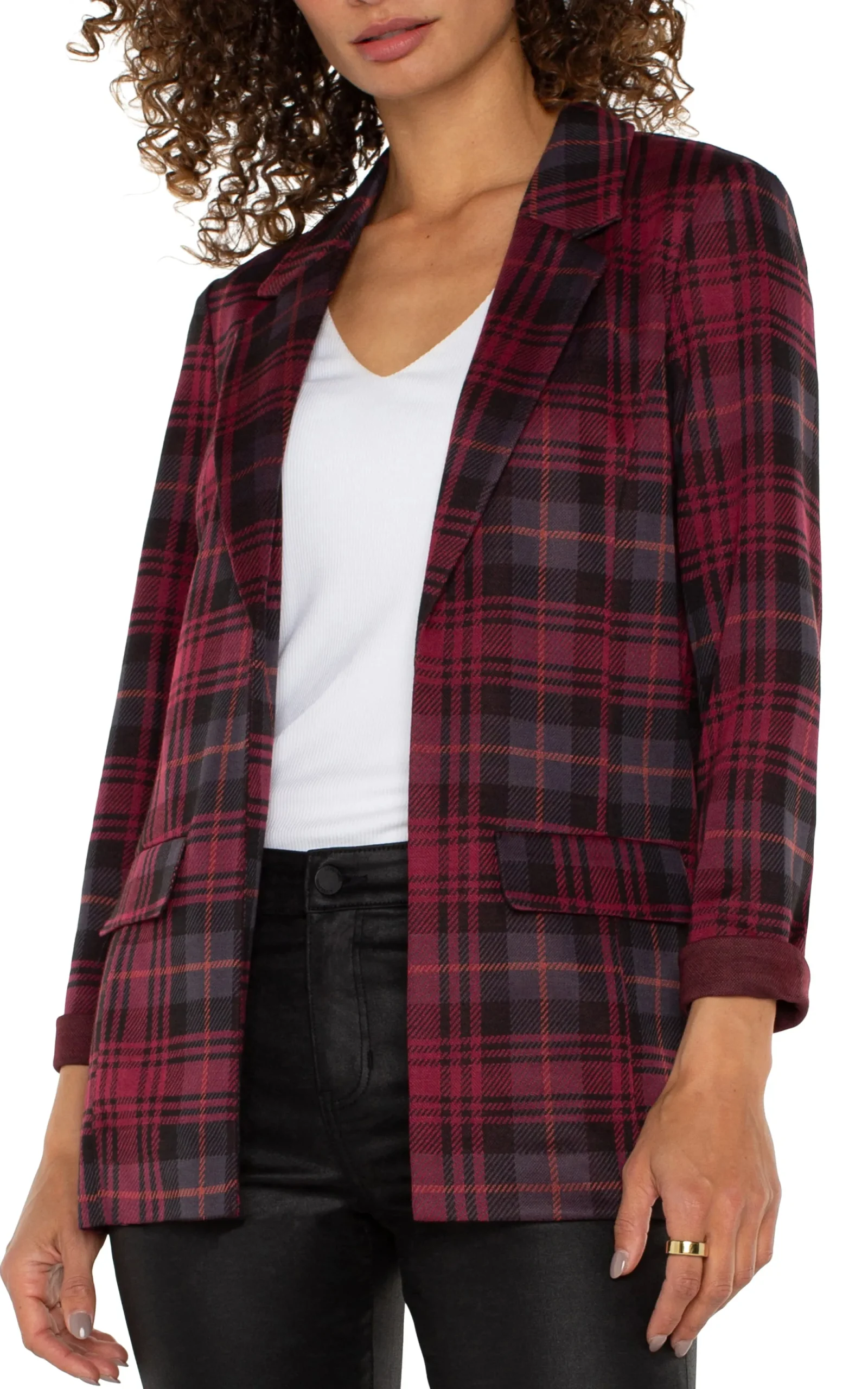 Jackets-Liverpool Los Angeles BOYFRIEND BLAZER Blackberrytartanplaid