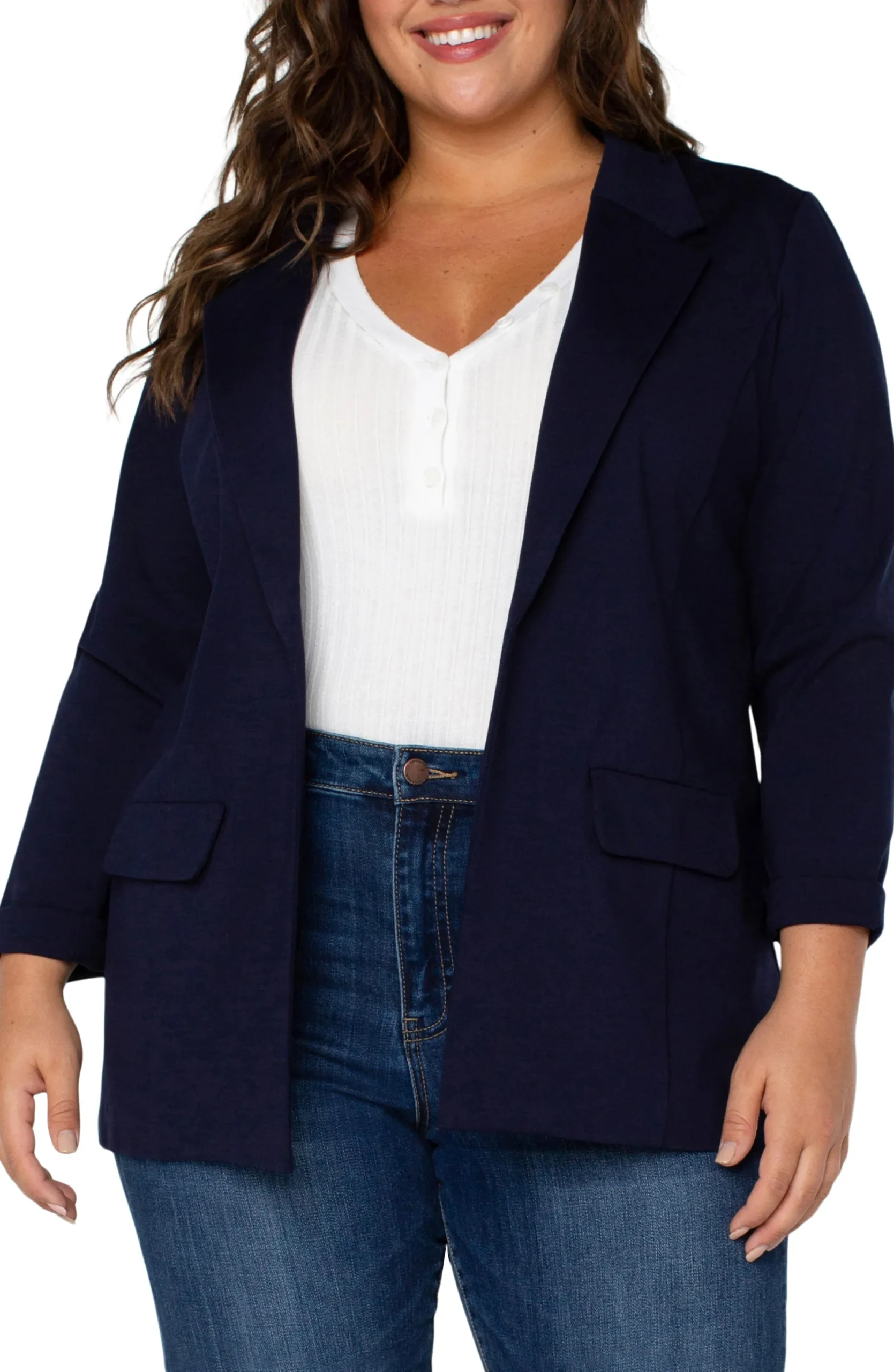 Jackets-Liverpool Los Angeles BOYFRIEND BLAZER WITH PRINCESS DART Cadetblue