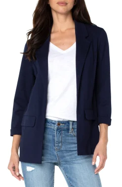 Jackets-Liverpool Los Angeles BOYFRIEND BLAZER WITH PRINCESS DARTS Cadetblue