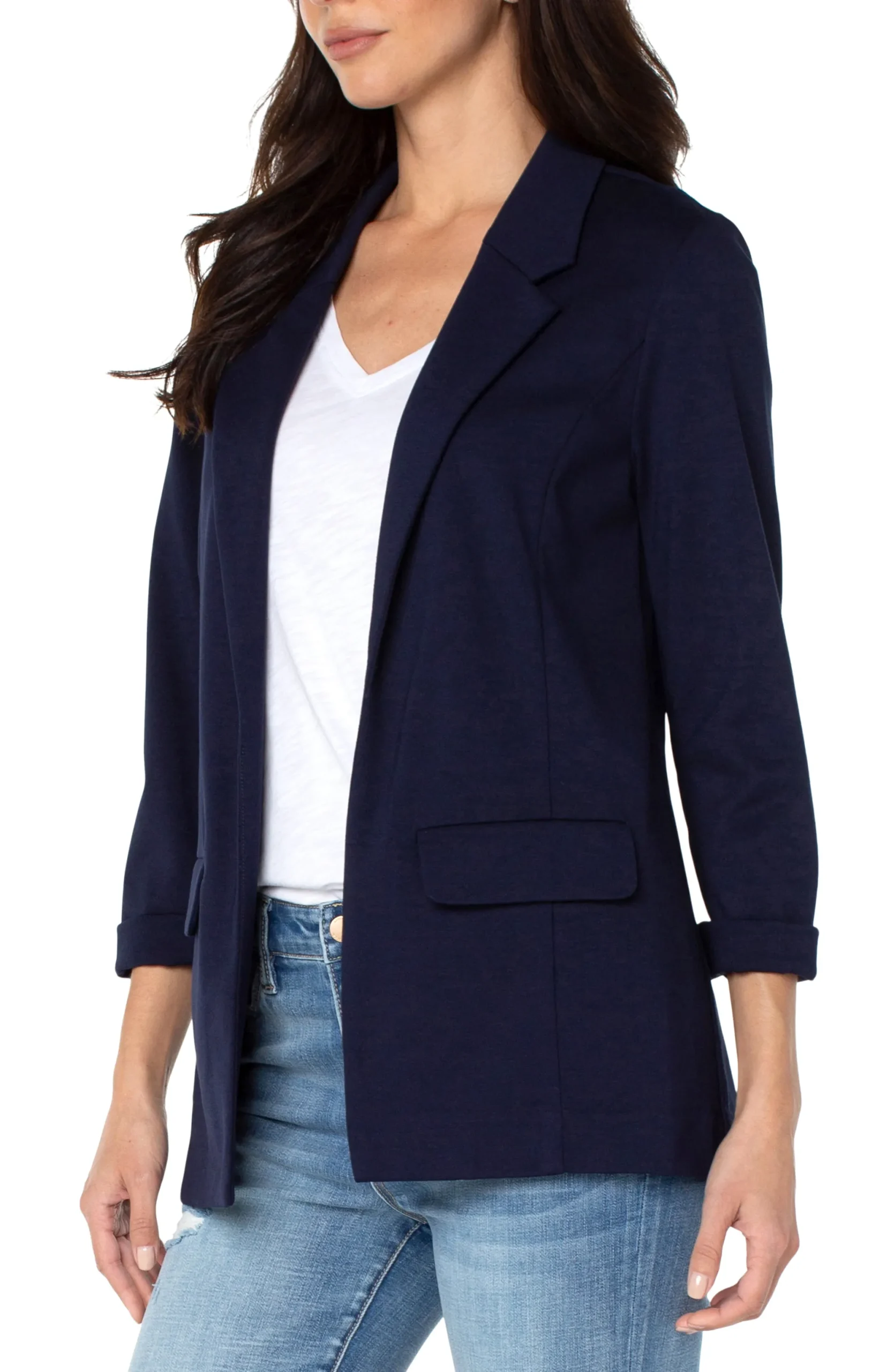 Jackets-Liverpool Los Angeles BOYFRIEND BLAZER WITH PRINCESS DARTS Cadetblue