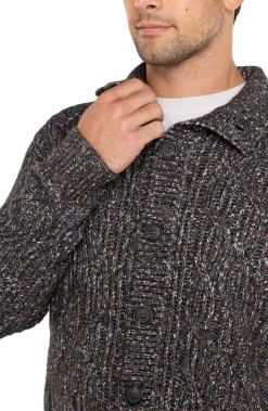 Sweaters-Liverpool Los Angeles BUTTON CARDIGAN SWEATER Olivemulti