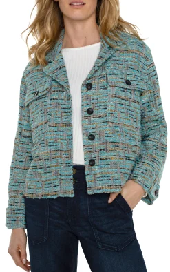 Jackets-Liverpool Los Angeles BUTTON FRONT BOXY SHACKET Oceanboucle