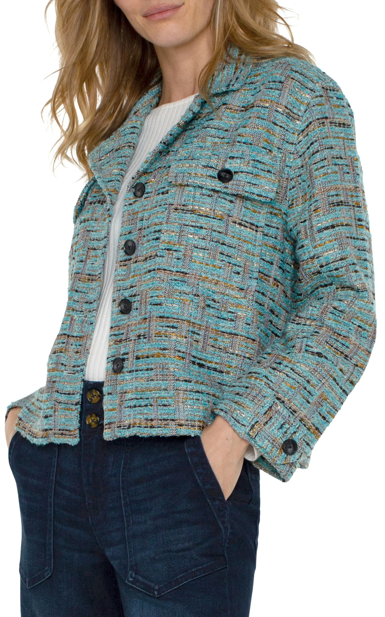 Jackets-Liverpool Los Angeles BUTTON FRONT BOXY SHACKET Oceanboucle
