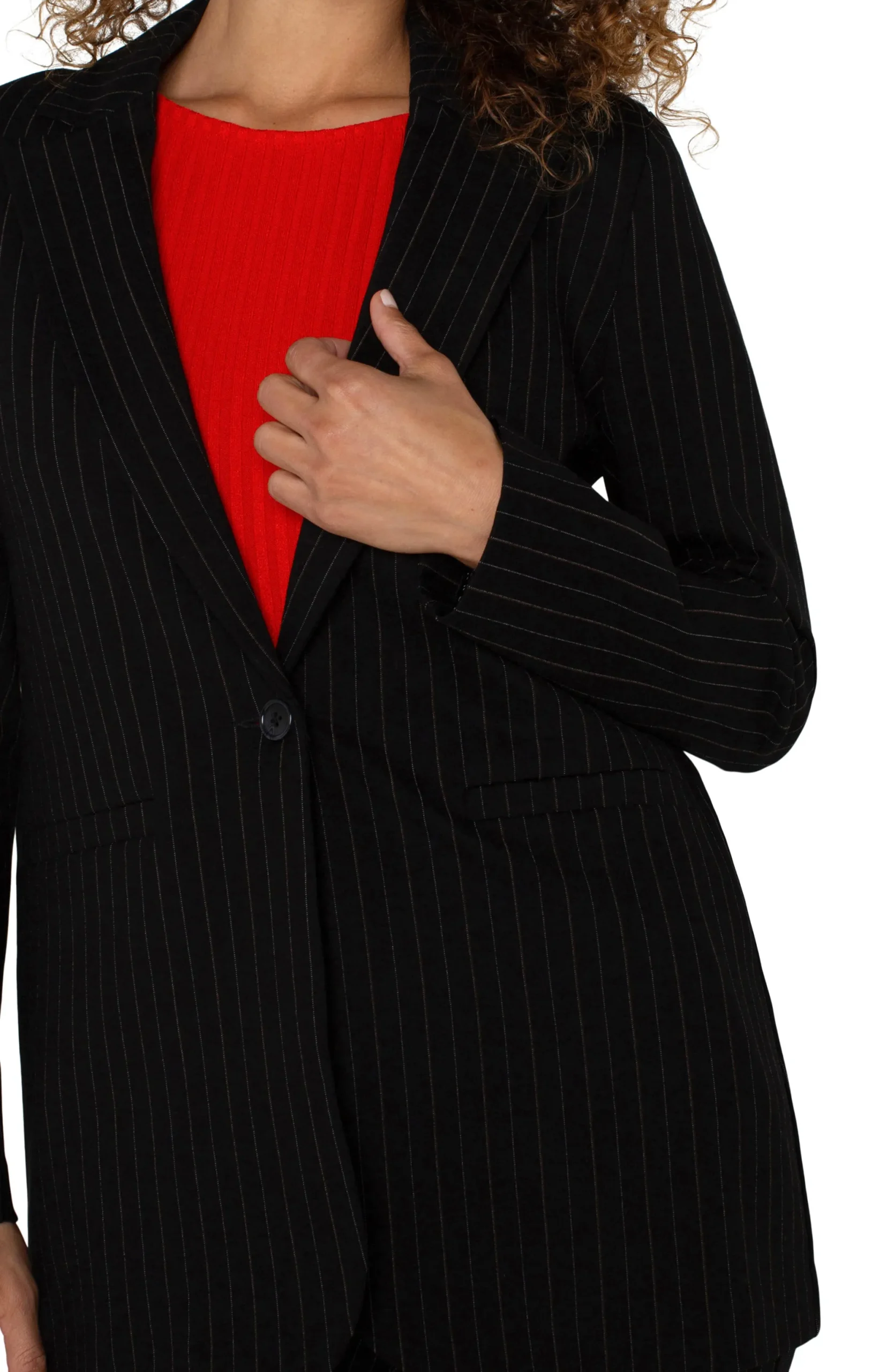 Jackets-Liverpool Los Angeles BUTTON FRONT BOYFRIEND BLAZER Blackwhitepinstripe