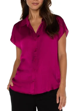 Tops|Tops-Liverpool Los Angeles BUTTON FRONT DOLMAN SLEEVE BLOUSE Fuchsiakiss