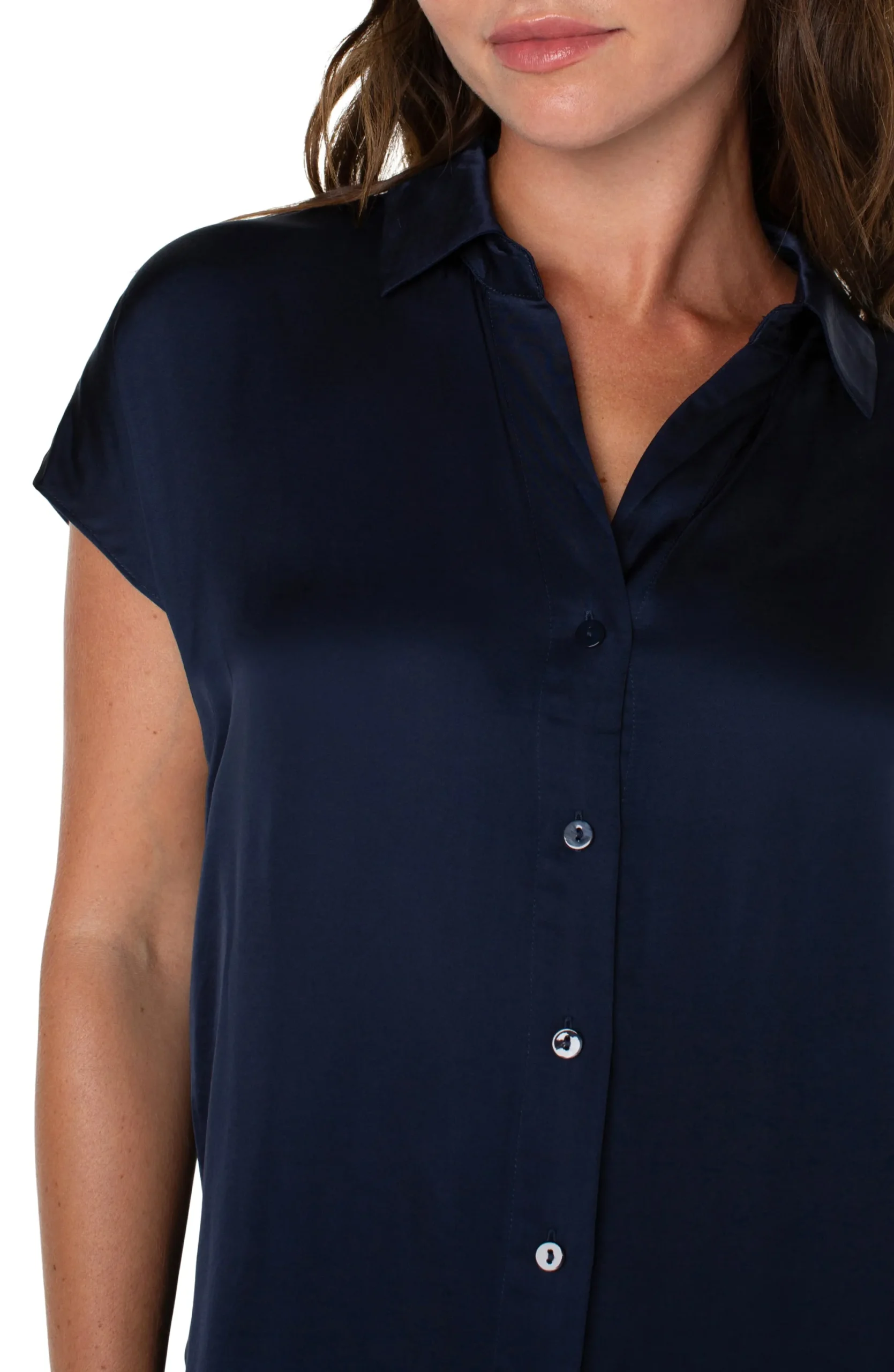 Tops|Tops-Liverpool Los Angeles BUTTON FRONT DOLMAN SLEEVE BLOUSE Darknavy