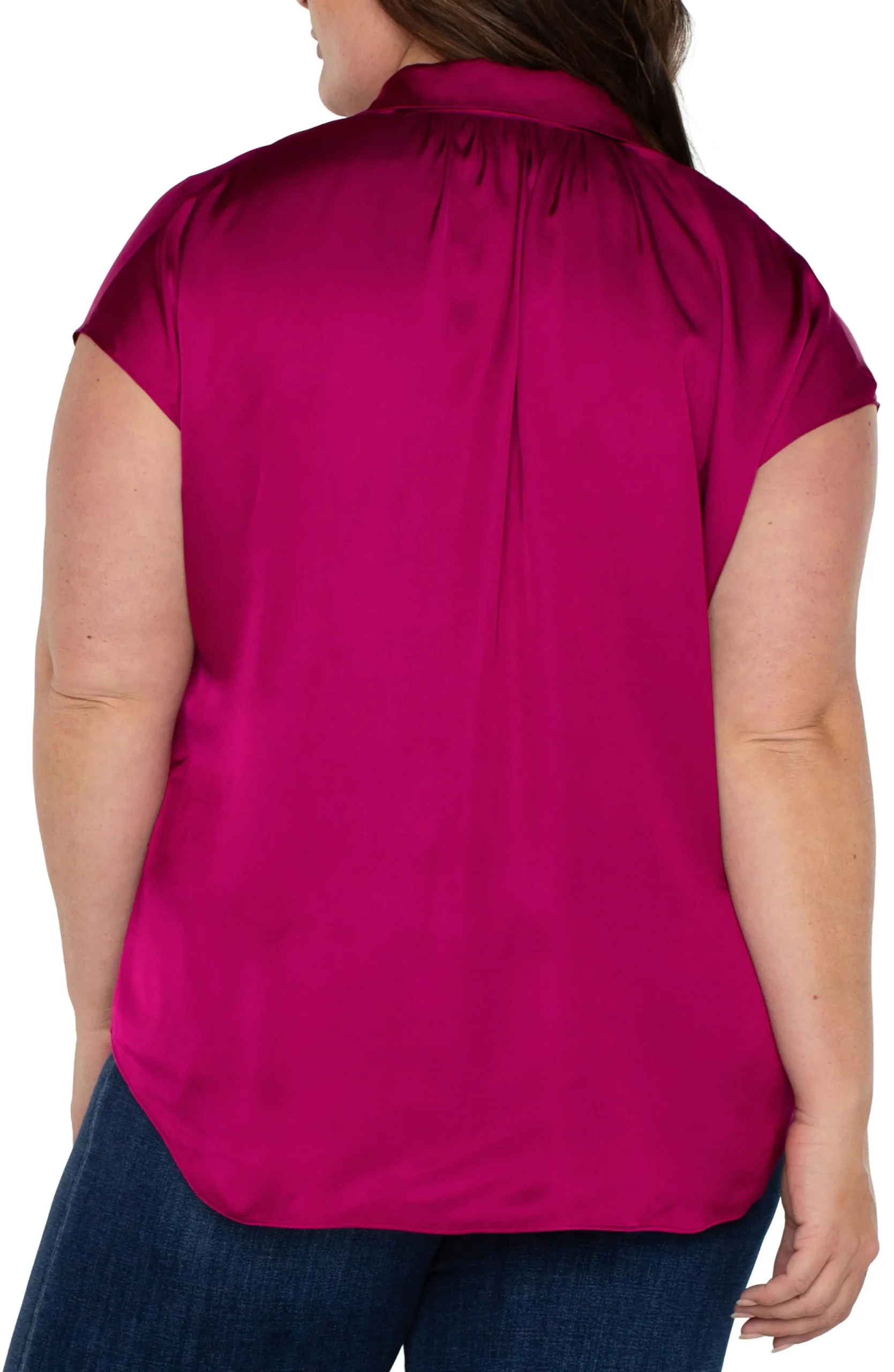 Tops-Liverpool Los Angeles BUTTON FRONT DOLMAN SLEEVE BLOUSE Fuchsiakiss