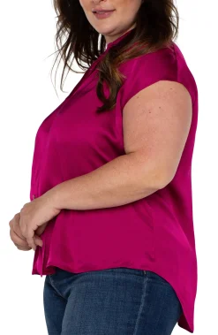Tops-Liverpool Los Angeles BUTTON FRONT DOLMAN SLEEVE BLOUSE Fuchsiakiss