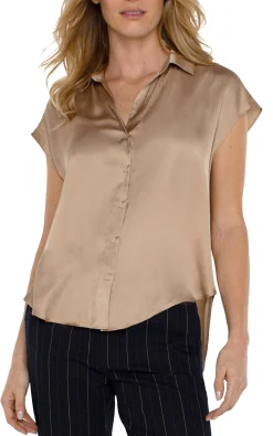 Tops|Tops-Liverpool Los Angeles BUTTON FRONT DOLMAN SLEEVE BLOUSE Champagne