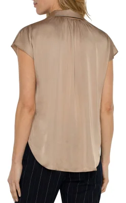Tops-Liverpool Los Angeles BUTTON FRONT DOLMAN SLEEVE BLOUSE Champagne