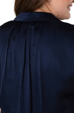 Tops-Liverpool Los Angeles BUTTON FRONT DOLMAN SLEEVE BLOUSE Darknavy