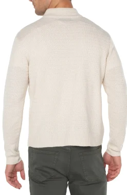 Sweaters-Liverpool Los Angeles BUTTON MOCK NECK SWEATER Cream