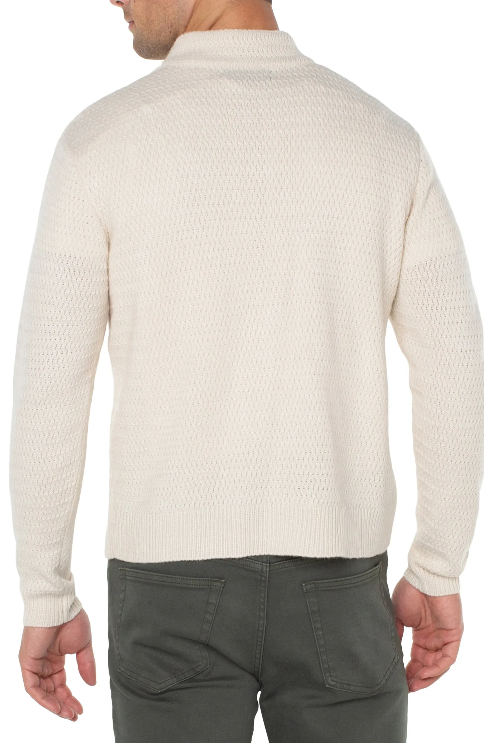 Sweaters-Liverpool Los Angeles BUTTON MOCK NECK SWEATER Cream