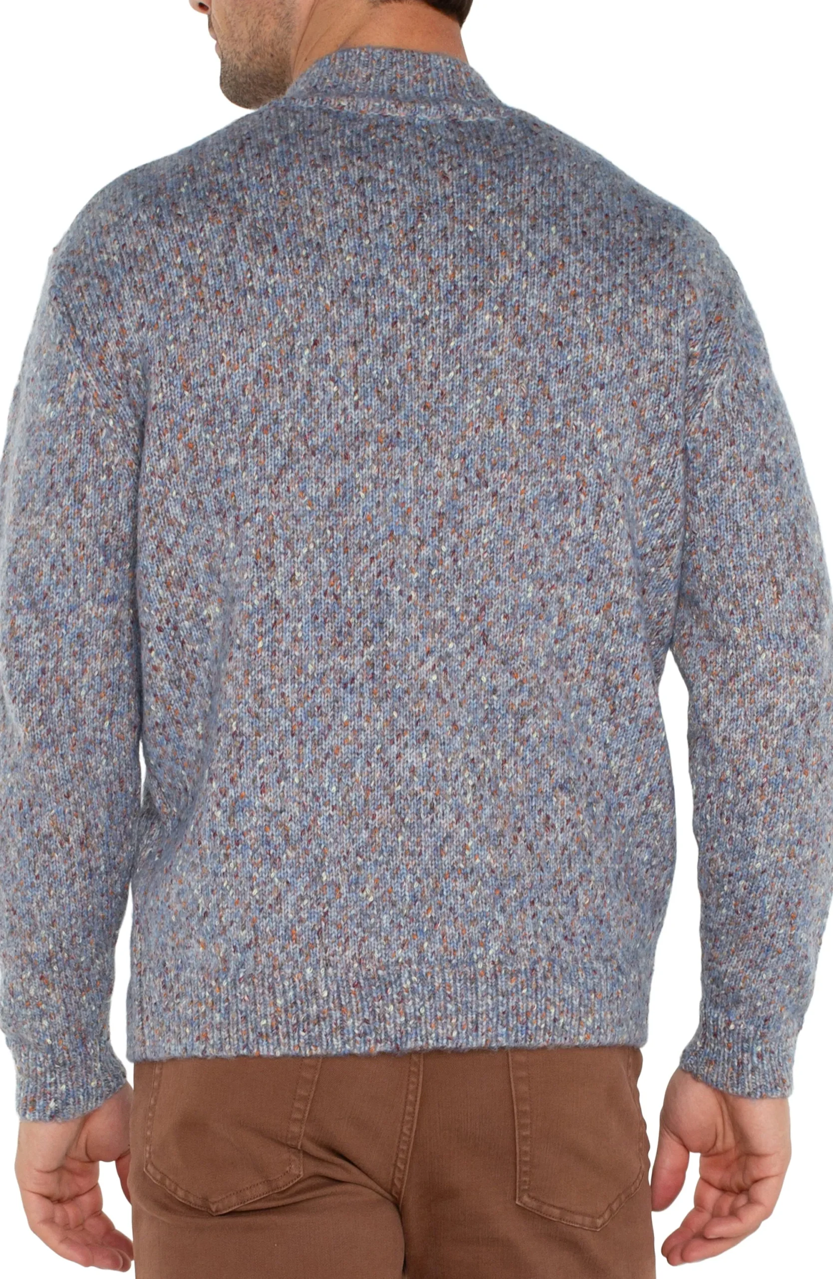 Sweaters-Liverpool Los Angeles BUTTON MOCK NECK SWEATER Lightbluemulti
