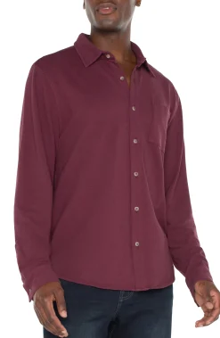 Shirts-Liverpool Los Angeles BUTTON UP LONG SLEEVE SHIRT Wine