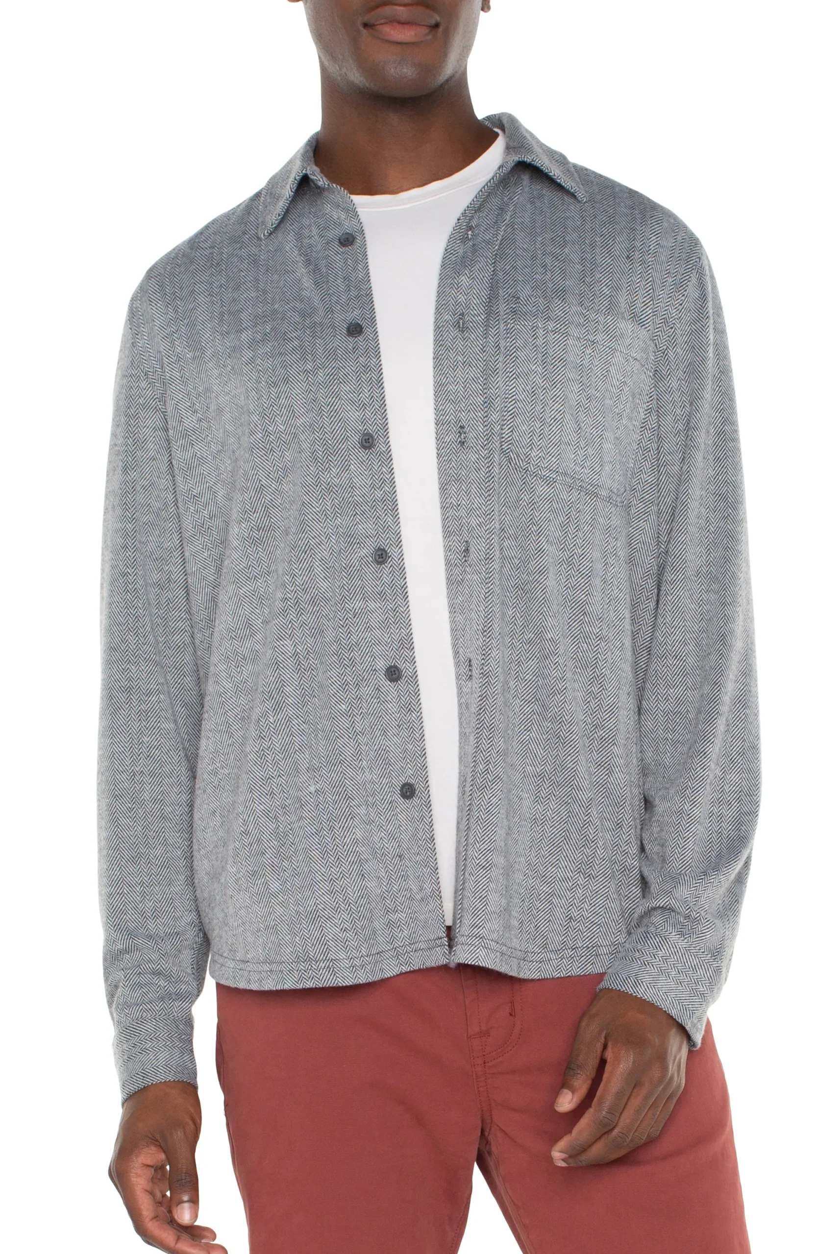 Shirts-Liverpool Los Angeles BUTTON UP LONG SLEEVE SHIRT Greyherringbone