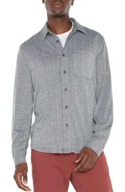 Shirts-Liverpool Los Angeles BUTTON UP LONG SLEEVE SHIRT Greyherringbone