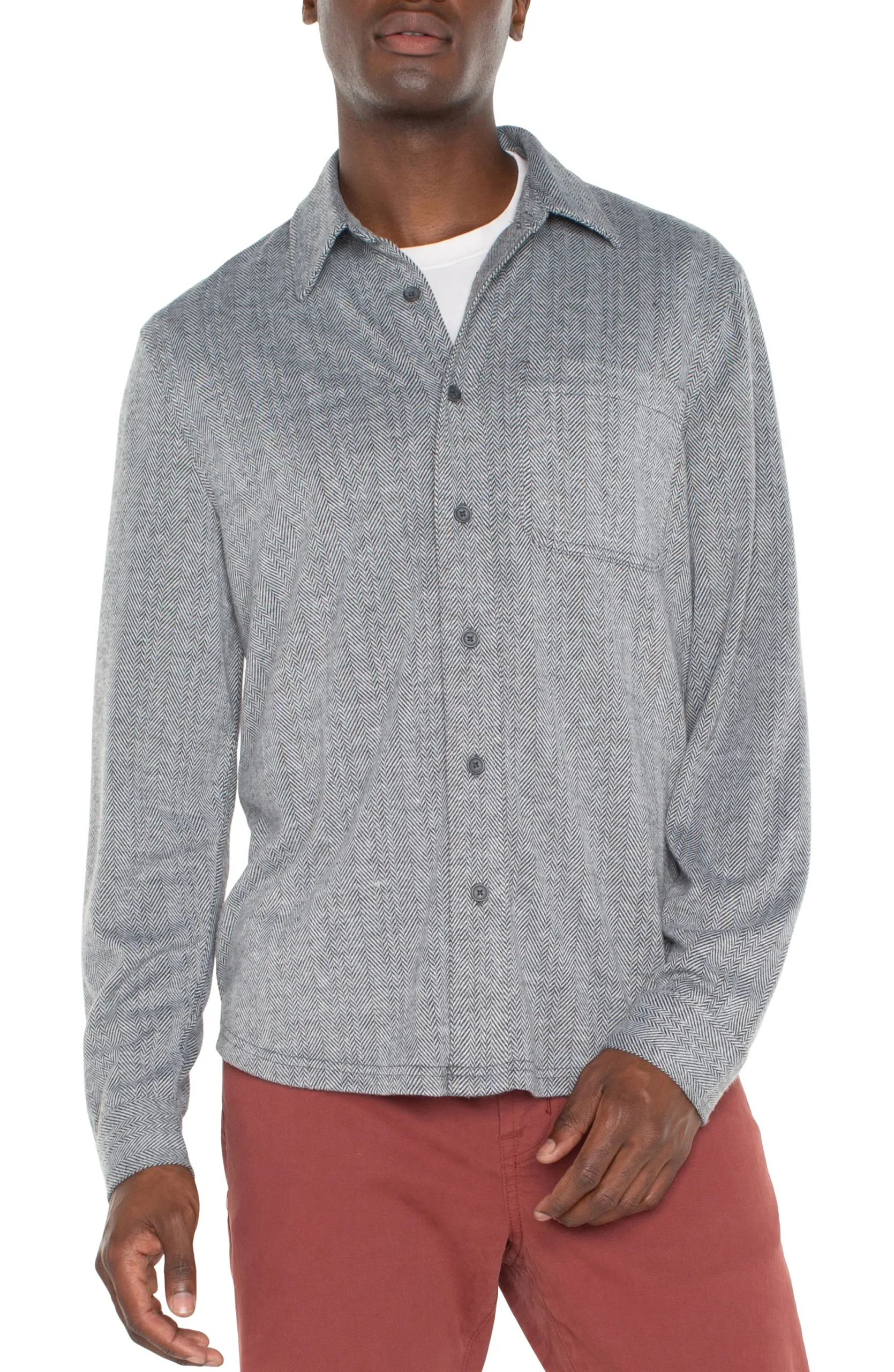 Shirts-Liverpool Los Angeles BUTTON UP LONG SLEEVE SHIRT Greyherringbone