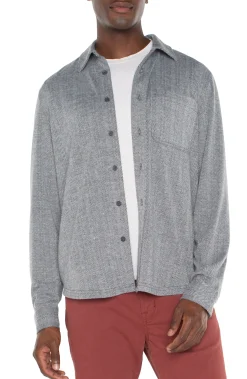 Shirts-Liverpool Los Angeles BUTTON UP LONG SLEEVE SHIRT Greyherringbone