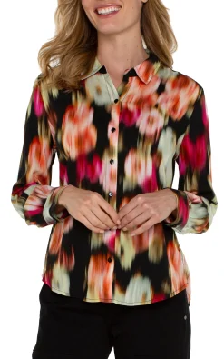 Tops-Liverpool Los Angeles BUTTON UP WOVEN BLOUSE Starrubyfloral
