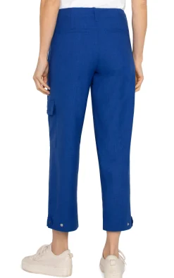 Pants|Utility Pants-Liverpool Los Angeles CARGO CROP WITH TAB HEM Bluetopaz