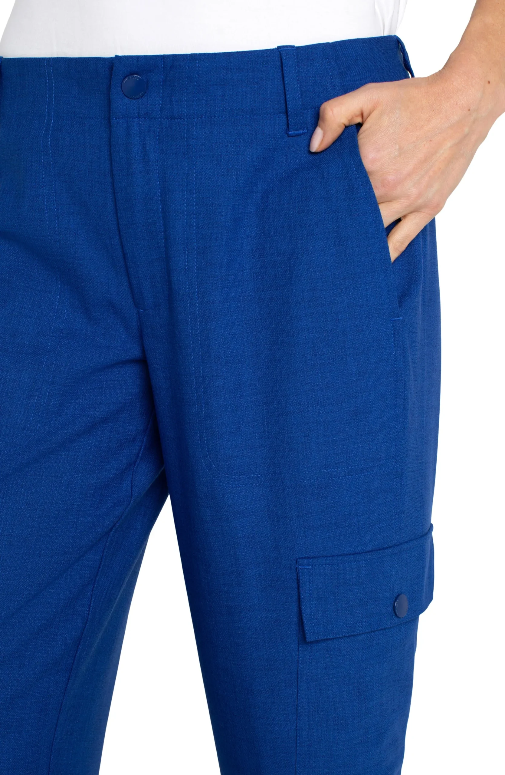 Pants|Utility Pants-Liverpool Los Angeles CARGO CROP WITH TAB HEM Bluetopaz