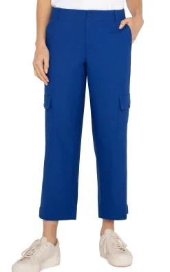 Pants|Utility Pants-Liverpool Los Angeles CARGO CROP WITH TAB HEM Bluetopaz