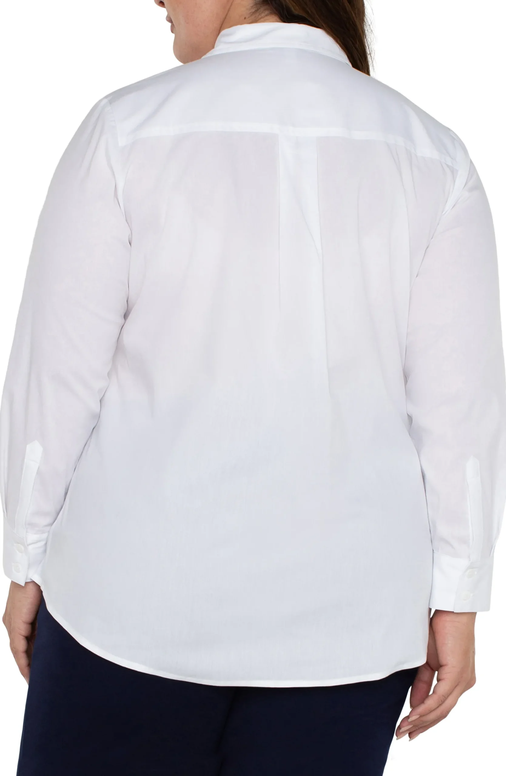 Tops-Liverpool Los Angeles CLASSIC BUTTON FRONT POPLIN SHIRT White